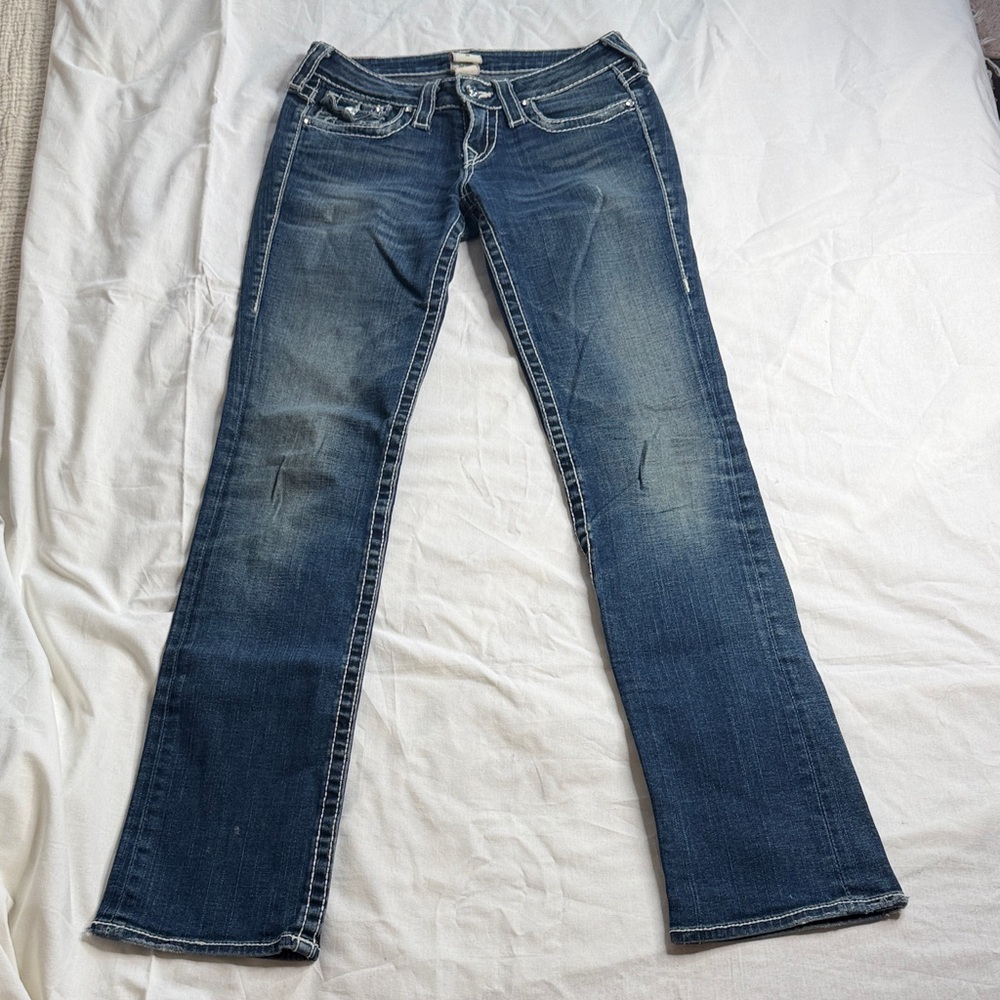 True Religion Disco Billy Big T Jeans Swarovski Crystals Women’s 26